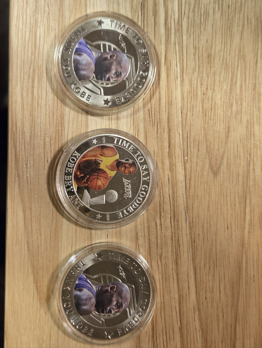 Commemorative Silver-Tone Kobe Bryant Collector Coins - 3 Total
